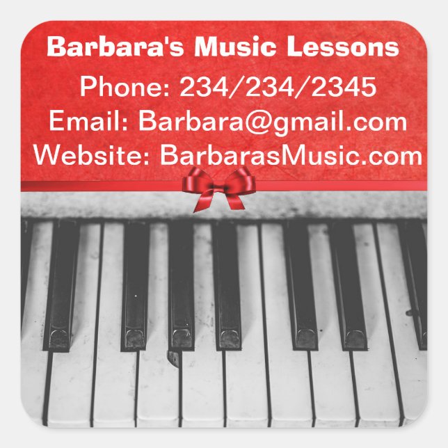 Piano Lessons Promotional Stickers (Front)