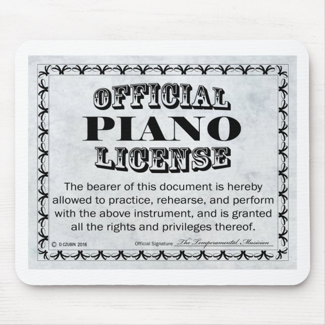 Piano License Mouse Mat (Front)