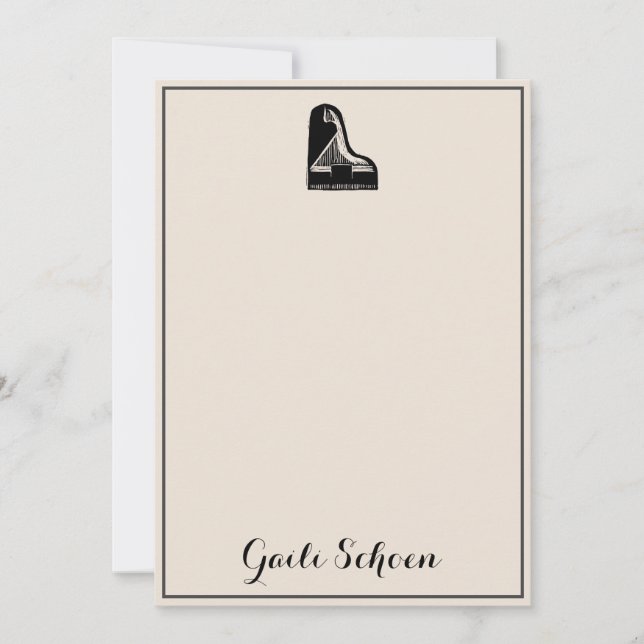 PIANO LOGO PERSONALIZED Flat Stationary Card (Front)