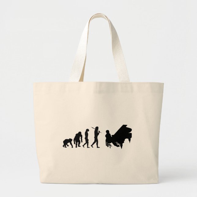 Piano lovers gifts for Pianists - Bach Mozart Large Tote Bag (Front)