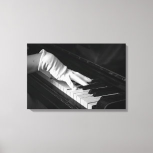 Piano macro closeup, Playing in gloves Canvas Print