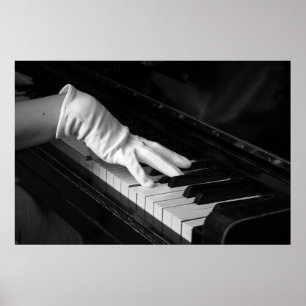 Piano macro closeup, Playing in gloves Poster
