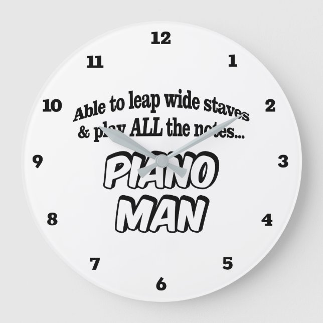 Piano Man - Music Superhero Large Clock (Front)