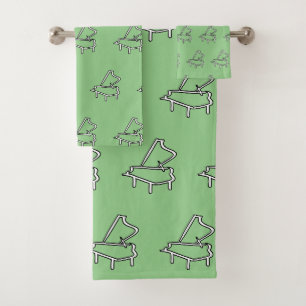 Piano Mint Green Bath Towel Set