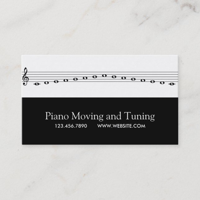 Piano Moving and Tuning Movers Music Repair Business Card (Front)