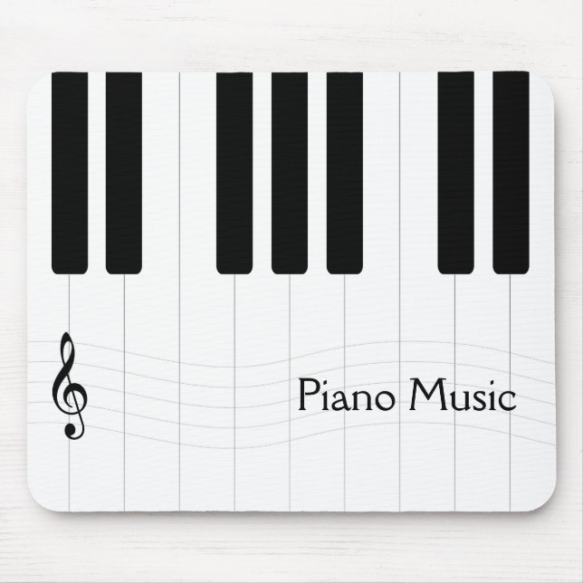 Piano Music Black and White Mouse Mat (Front)