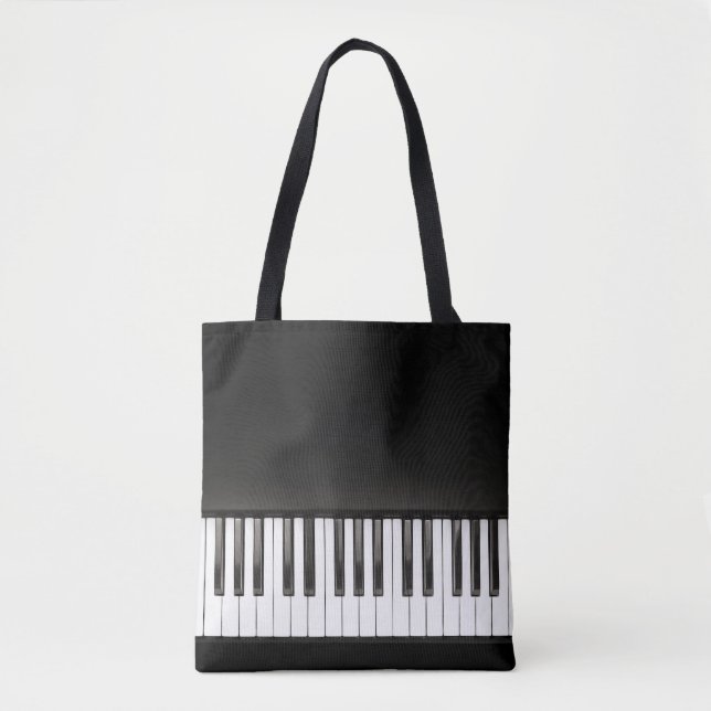 Piano Music Black and White Tote Bag (Front)