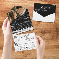 Piano Music Black & White Photo QR Code Wedding