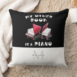 Piano Music Book Drawing Personalised Monogram 🎶 Cushion