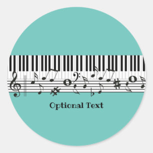 Piano Music Design Classic Round Sticker