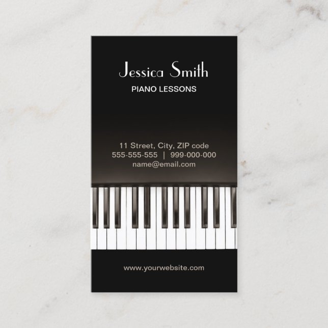 Piano Music Lessons business card (Front)