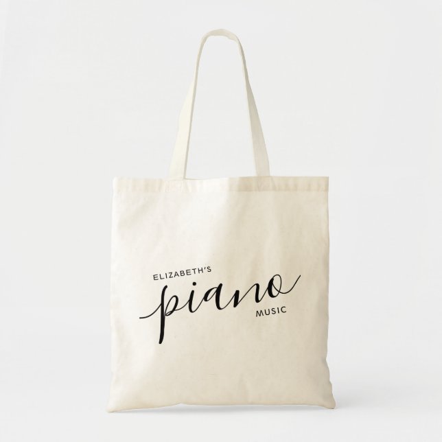 Piano Music Modern Personalised Script Name  Tote  (Front)
