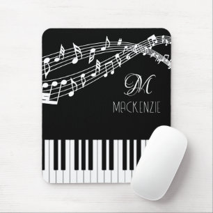 Piano Music Notes Monogram Name Custom Colour Mouse Mat