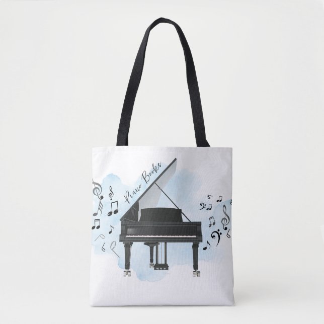 Piano | Music Notes | Musicians | Piano Books Tote Bag (Front)