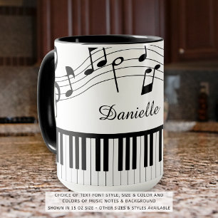 Piano Music Notes Personalised Custom Colours Mug