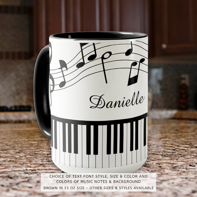 Piano Music Notes Personalised Custom Colours Mug (Creator Uploaded)