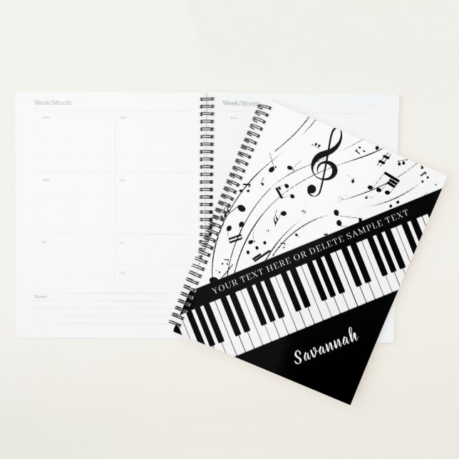 Piano Music Notes Personalised Custom Colours Planner (Display)