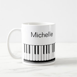 Piano Music Notes Script Name Black White Coffee M Coffee Mug