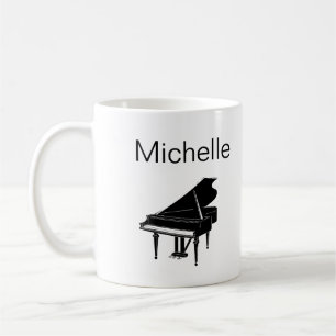 Piano Music Notes Script Name Black White Coffee M Mug