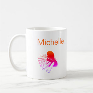 Piano Music Notes Script Name Black White Coffee M Mug