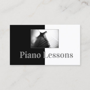 Piano Music Teacher Black & White Business Card
