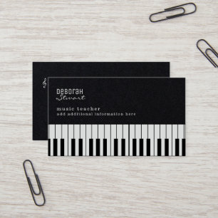 Piano Music Teacher Elegant Black Premium Business Card