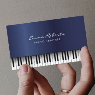 Piano Music Teacher Royal Blue Musical Business Card