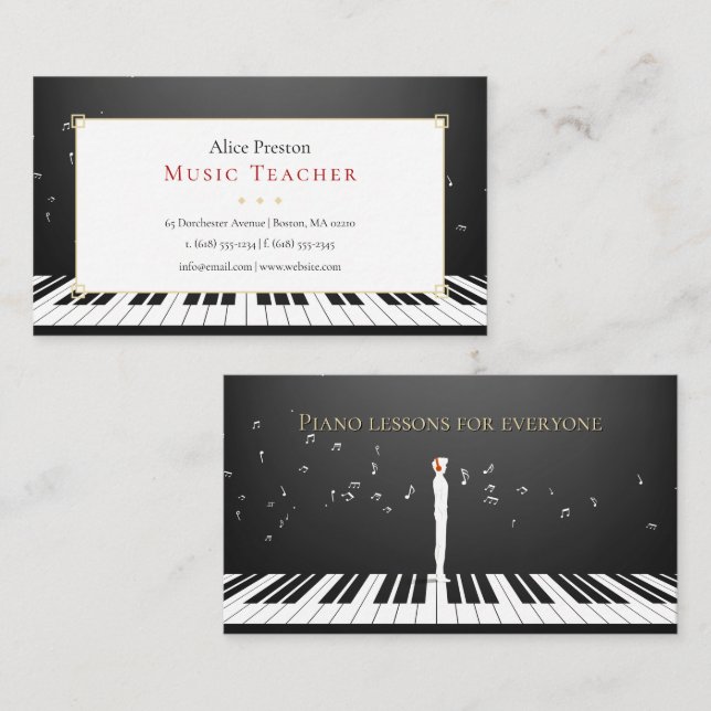 Piano Music Teacher | Unique Business Card (Front/Back)