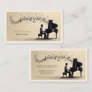 Piano Music Teacher Unique Business Card