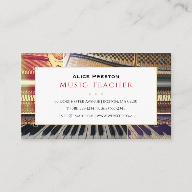 Piano Music Teacher | Unique Business Card (Front)
