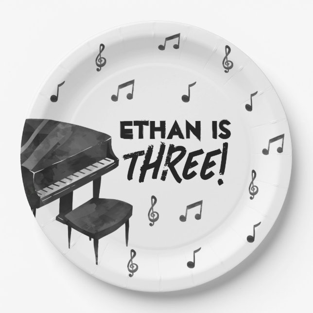 Piano Music Theme Birthday Party Paper Plates (Front)