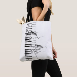 Piano music tote bag