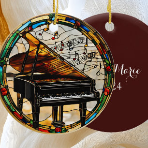 Piano Musical Instrument  Ceramic Tree Decoration
