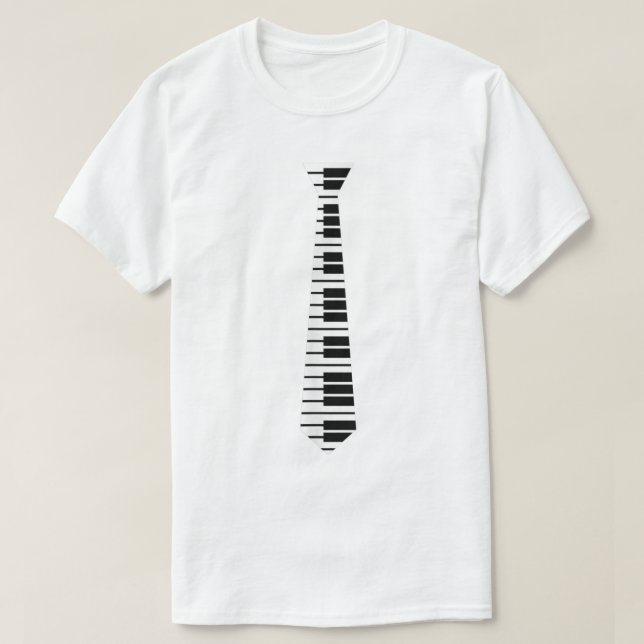 Piano Neck Tie Funny Humourous Keyboard Music Play T-Shirt (Design Front)
