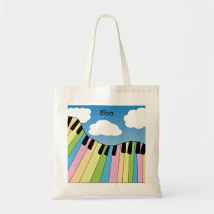 Piano Neon Colour Blue Sky Clouds Music Personalis Tote Bag