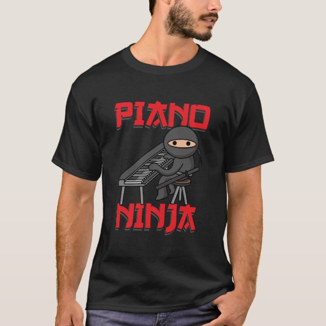 Piano Ninja Funny Keyboard Player Pianist Gift T-Shirt (Front)