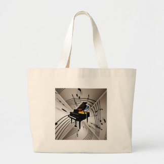 Piano Notes and Staff Large Tote Bag