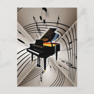 Piano Notes and Staff Postcard