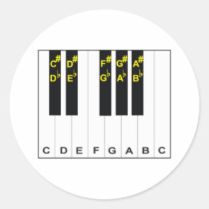 Piano Notes Classic Round Sticker