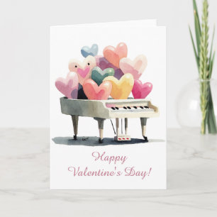 Piano of Love Hearts Card