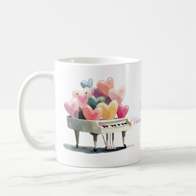 Piano of Love Hearts Coffee Mug (Left)