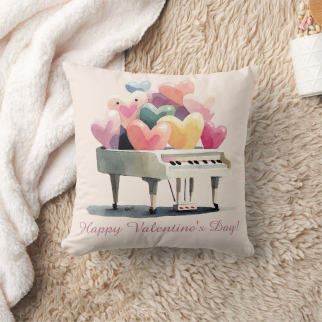 Piano of Love Hearts Cushion (Blanket)
