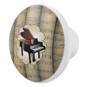 Piano On Cloud ~ Rolled Sheet Music Background ~ Ceramic Knob
