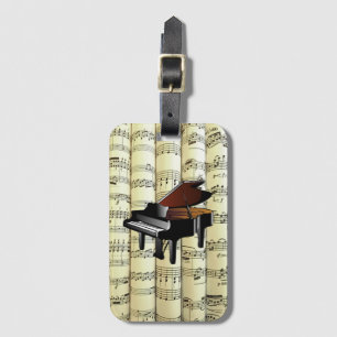 Piano On Rolled Sheet Music ~ Luggage Tag