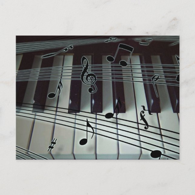 Piano or Organ Keyboard with Music Notes Postcard (Front)