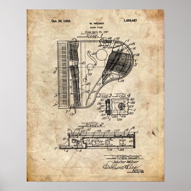 Piano Patent Poster (Front)