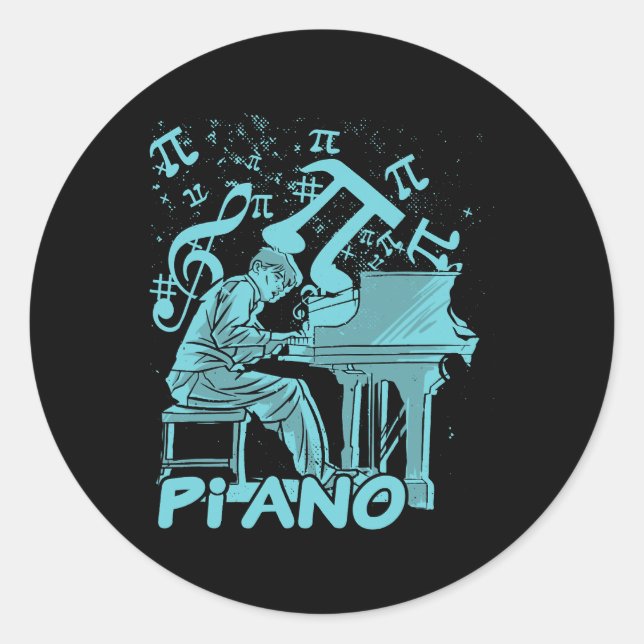 Piano Pi 3.14 Day Symbol Math Science Music Pun Classic Round Sticker (Front)