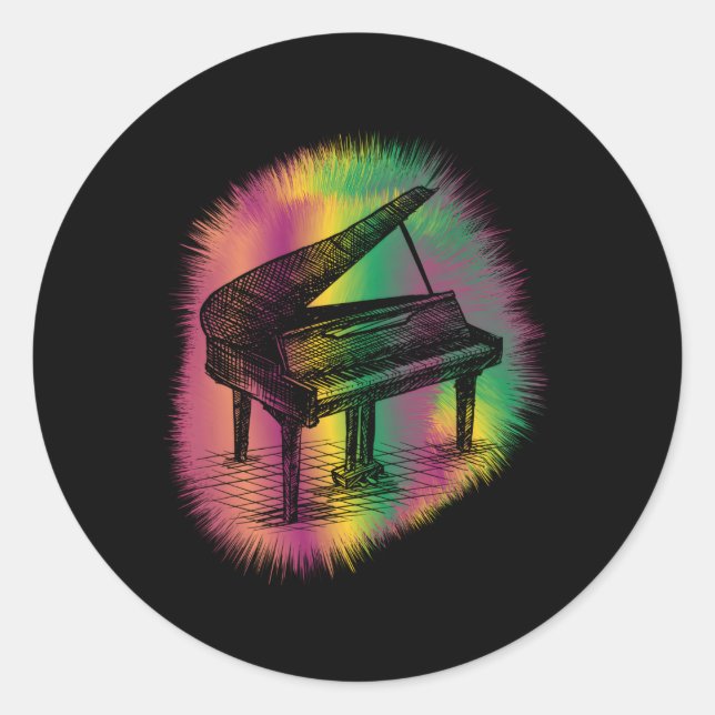 Piano Pianist Musician Instrut Piano Music Classic Round Sticker (Front)
