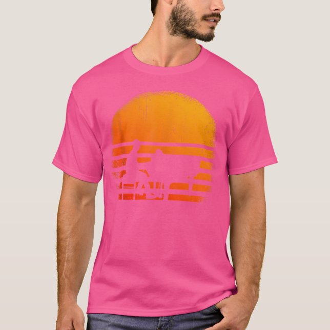 Piano Pianist Retro Sunset Piano T-Shirt (Front)