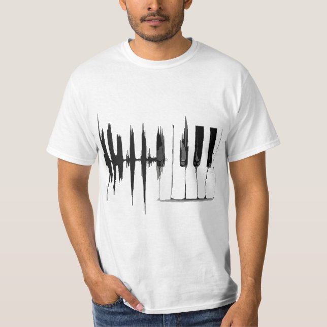 Piano piano keys print man woman black white  T-Shirt (Front)